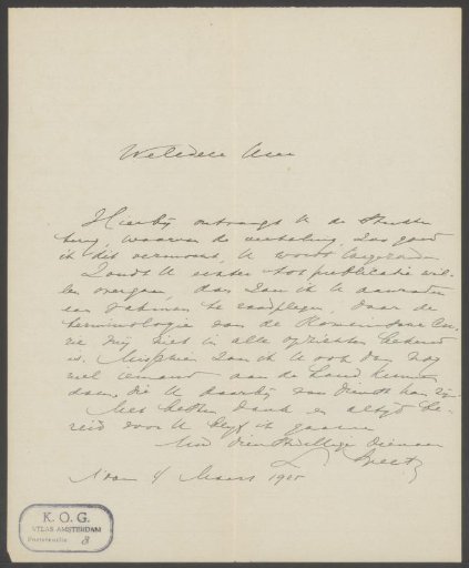 Letter accompanying a transcription of a Latin text approving the construction of a private chapel in the house of Arnoldus Johannes van Brienen