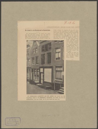 View of a burnt-out building on the Kerkstraat