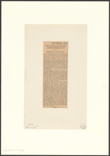 Tekstblad over het afbreken van oude gebouwen