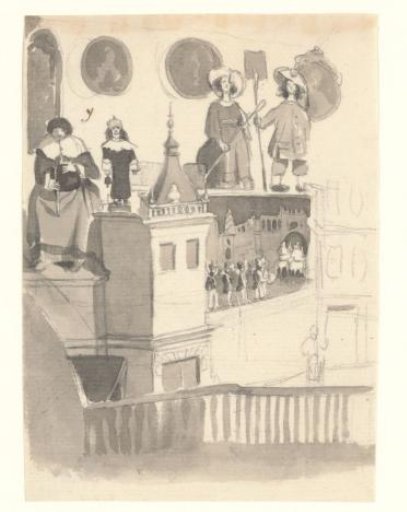 Interior of the inn on the Prinsengracht with the corner of the picture hall with moving pictures