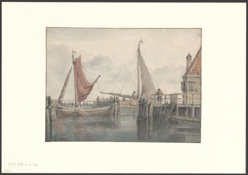 View of fishing boats and boathouses on the IJ
