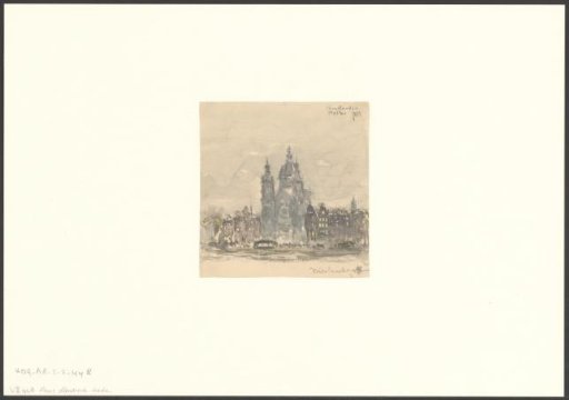 View of the Prins Hendrikkade with the façade of the Basilica of Saint Nicholas