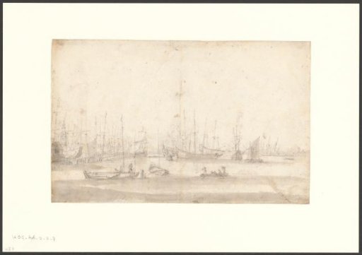 View of the IJ with Ships before the Haringpakkerstoren