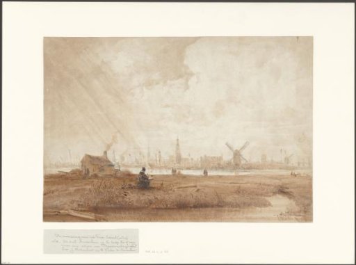 View of a drawing Rembrandt overlooking Amsterdam