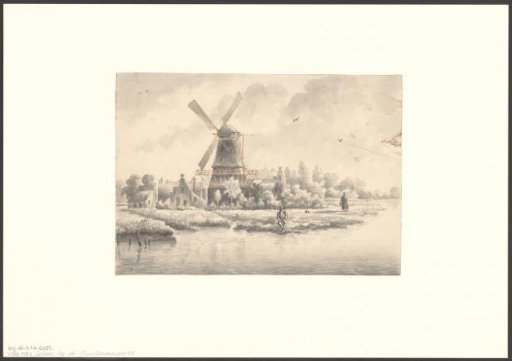 View of the Sloterdijk bastion with the windmill De Kraay