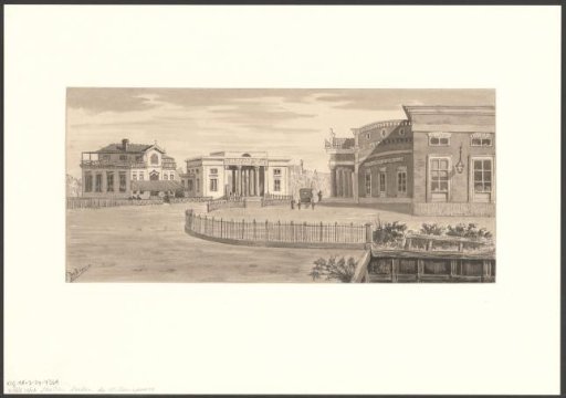 View of the Haarlemmerweg, the Willemspoort and to the right the Willemspoort station