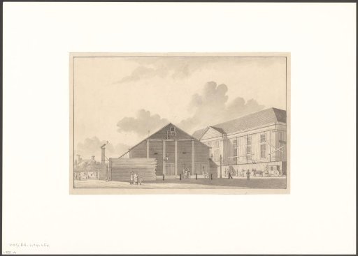 View of the construction of the first City Theatre on the Leidseplein