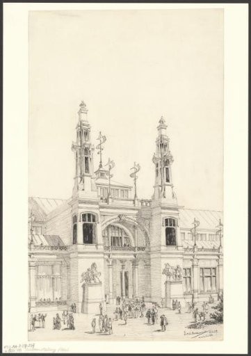 Unexecuted Design for the Entrance to the Exhibition Building for the World Exhibition for the Hotel and Travel Industry in 1895
