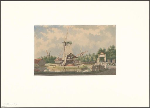 View of mills De Wolf, De Star and De Kat from the Singelweg