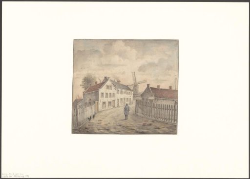 View of mill De Eenhoorn seen from the Achterweg