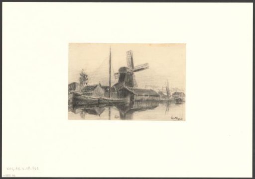 View of the Kostverlorenvaart with the mill De Eenhoorn