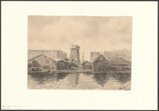 View from the Buyskade across the Kostverlorenvaart towards the Otter Mill