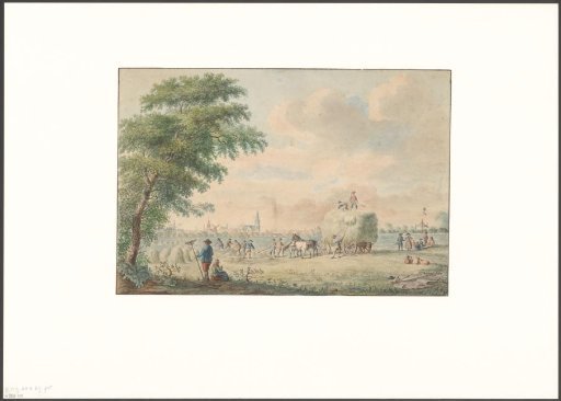 View of haymaking farmers outside Amsterdam