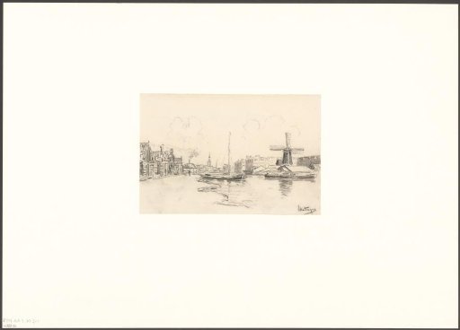 View of the Kostverlorenvaart and the Buyskade with mill Het Luipaard