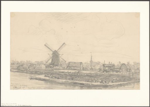 View of the Koenenmolen and a farm in the Buitendijkse Buitenveldersche polder