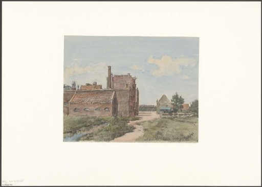 View of a factory and a farm seen from the Groenelaan