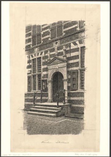 View of the entrance to the town hall of Naarden