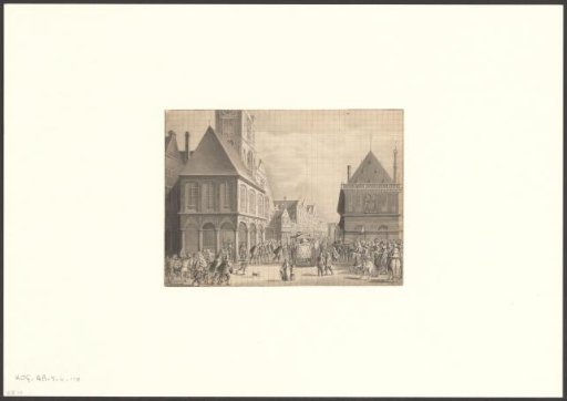 View of the Dam with the Old Town Hall and the Waag with the Departure of Maria de' Medici from Amsterdam