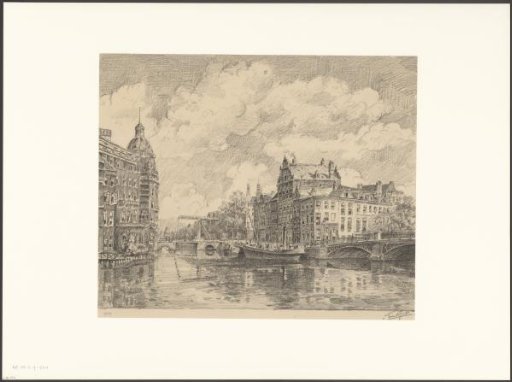 View of a canal, probably the Geldersekade, looking towards the Waag