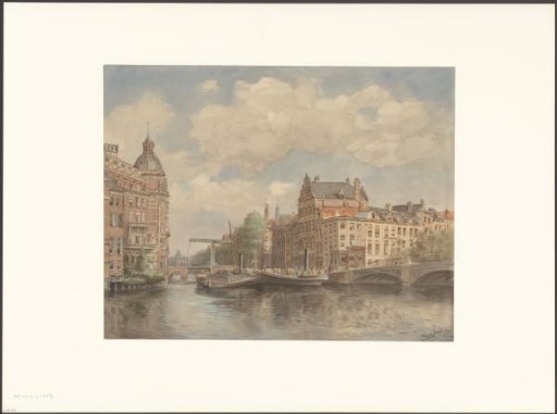 View of a canal, probably the Geldersekade, looking towards the Waag