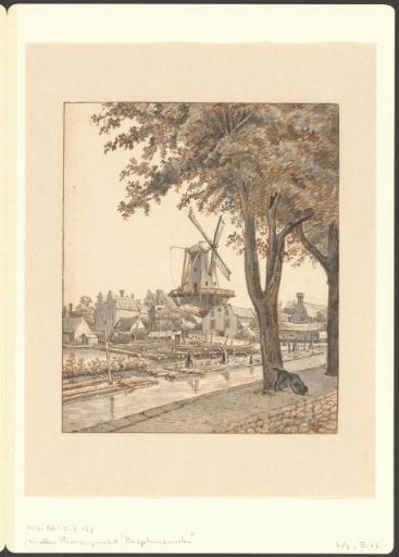 View of the Rasphuis Mill at the Nieuwe Prinsengracht