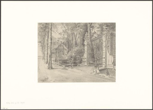 View along the Amsteldijk, looking towards the gate of the estate Slotzigt