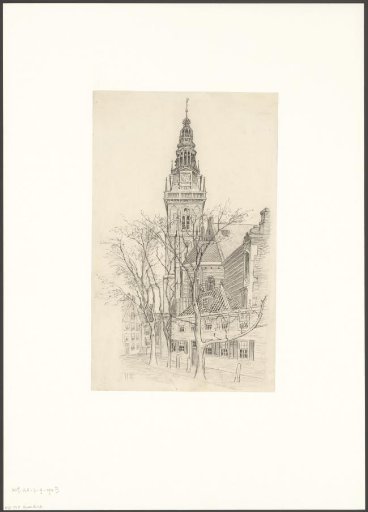 View of the south side of the Oude Kerk with the tower