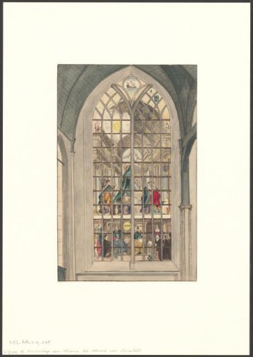 Interior of the Oude Kerk with window depicting the Annunciation and the Visitation