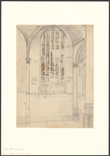 Interior of the Old Church with a window depicting the Peace of Münster