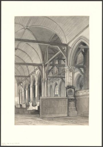 Interior of the Old Church with the nave and a side aisle