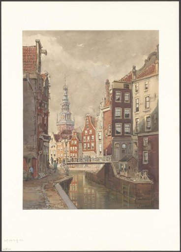 View of the Oudezijds Kolk and the Kolksluis looking towards the Oudekerk Tower