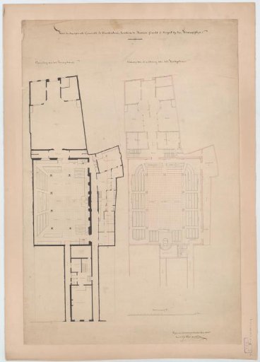 Plan of the Singelkerk in Amsterdam Before and After Renovations