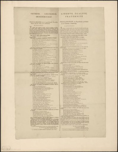 List of Names of the Provisional Representatives of the People of Amsterdam, 1795