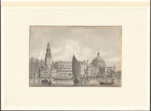View of the Haringpakkerstoren and the Ronde Lutherse Kerk from the IJ