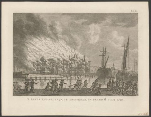 Fire at 's Lands Zeemagazijn in Amsterdam, 1791