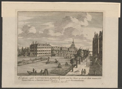 View of 's Lands Zeemagazijn (Admiralty Magazine) and the Oosterkerk in Amsterdam
