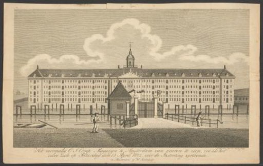 View of the East India Sea Magazine in Amsterdam before the collapse, 1822