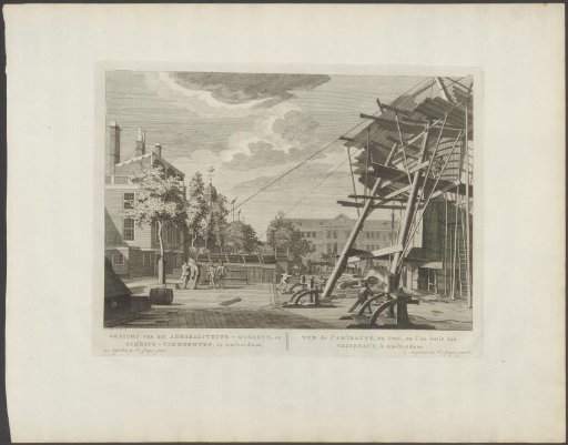 View of the Admiralty shipyard and 's Lands Zeemagazijn (Admiralty Magazine) in Amsterdam