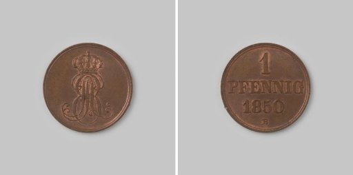 Pfennig from the Kingdom of Hanover by Ernst August, 1850