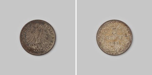 3 Kreuzer of the Free Imperial City of Frankfurt am Main, 1855