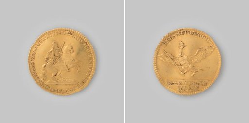 Ducat from Saxony, Albertine Line, of Friedrich August II, 1745