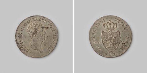 20 Convention Kreuzer from the Grand Duchy of Hesse-Darmstadt by Ludwig I, 1809