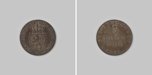 3 Kreuzer from the Grand Duchy of Hesse by Ludwig II, 1833