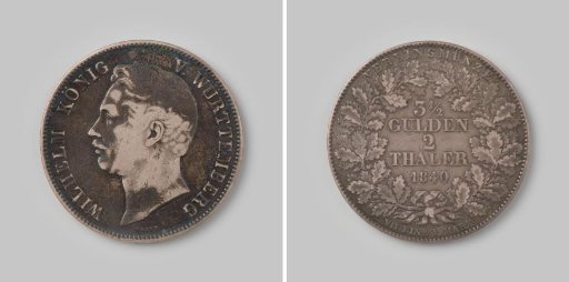 Double Thaler from the Kingdom of Württemberg of Wilhelm I, 1840