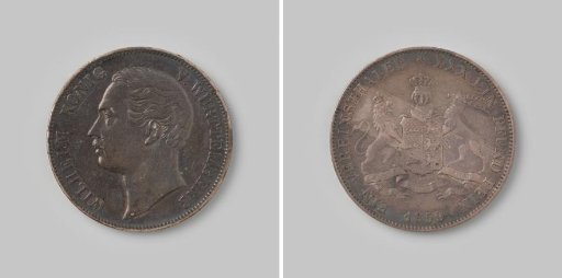 Vereinstaler from the Kingdom of Württemberg of Wilhelm I, 1859