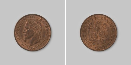 5 centimes from the French Empire of Napoleon III, 1863