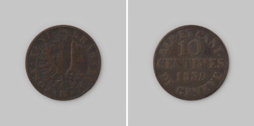 10 centimes from the canton of Geneva, 1839