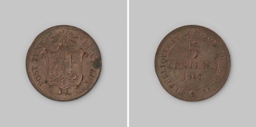 5 centimes from the canton of Geneva, 1847