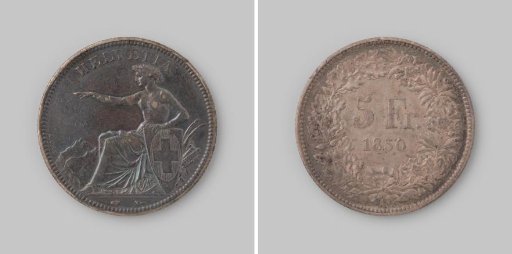 5 francs from Switzerland, 1850