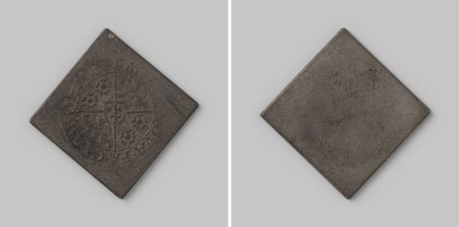 Tin impression of the obverse of a half stuiver of the city of Zaltbommel